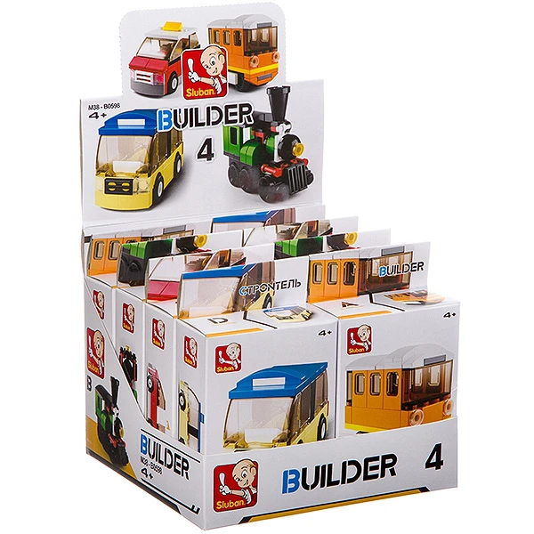 Набор пласт. конструкторов SLUBAN, Builder D/B 8 шт., ВОХ, транспорт 4 вида,