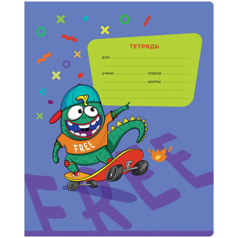 Тетрадь 12л., узкая линия BG "Монстрики", выборочный лак Тетрадь 12л., узкая линия BG "Монстрики", выборочный лак