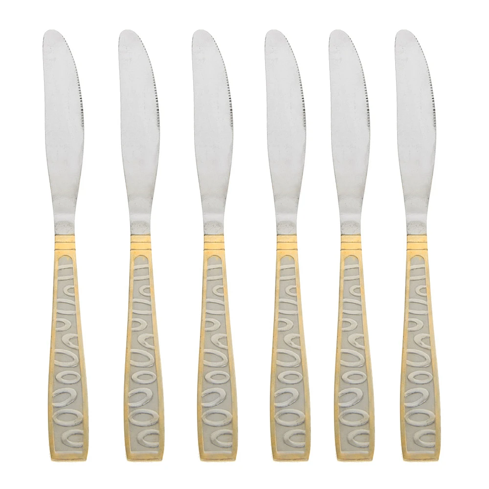 Набор столовых ножей 6 штук "Золотая легенда" l=22см. (нержавеющая