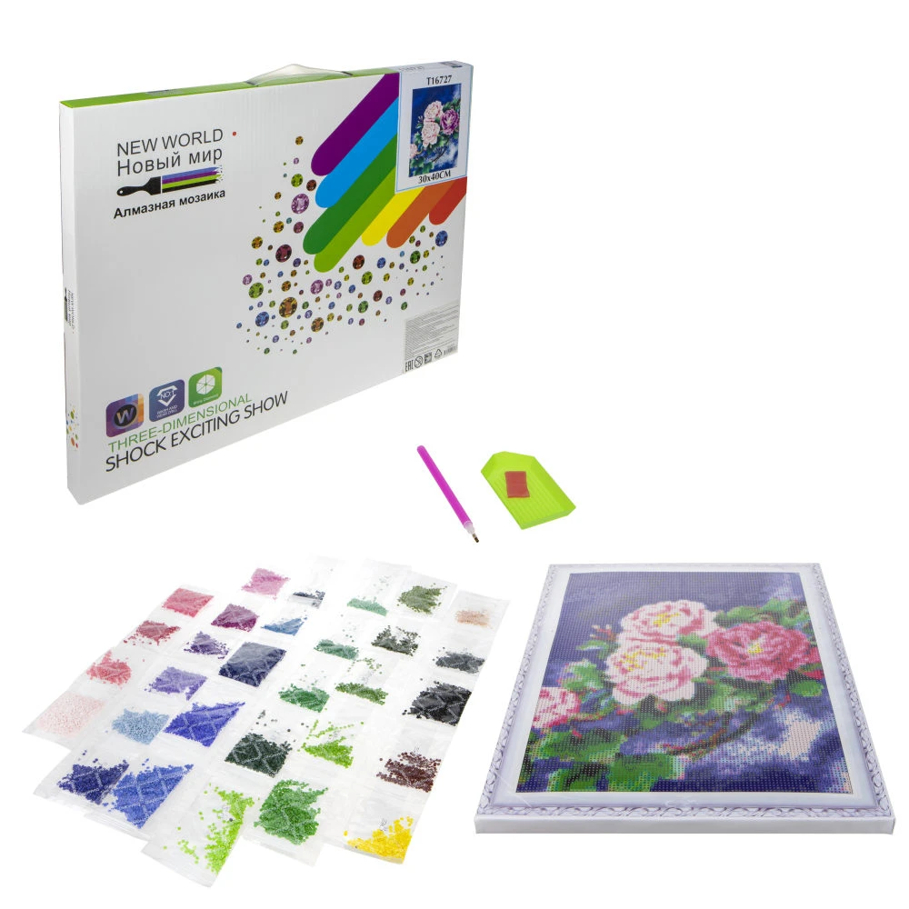 1TOY ART Набор аппликации из алмазной мозаики "Пионы". Т16727