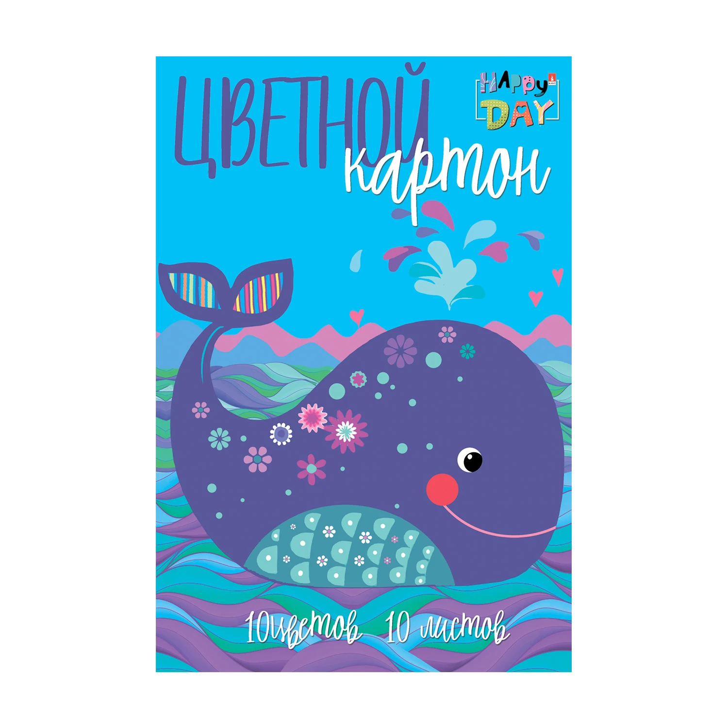 НАБОР ЦВЕТНОГО КАРТОНА А4, 10 Л. 10 ЦВ. "МУЛЬТИКИ" 4 ВИДА