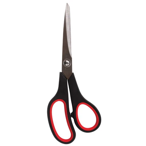 Ножницы ГВАРДИЯ "Soft Grip", 190 мм, резиновые вставки, чёрно-красные,