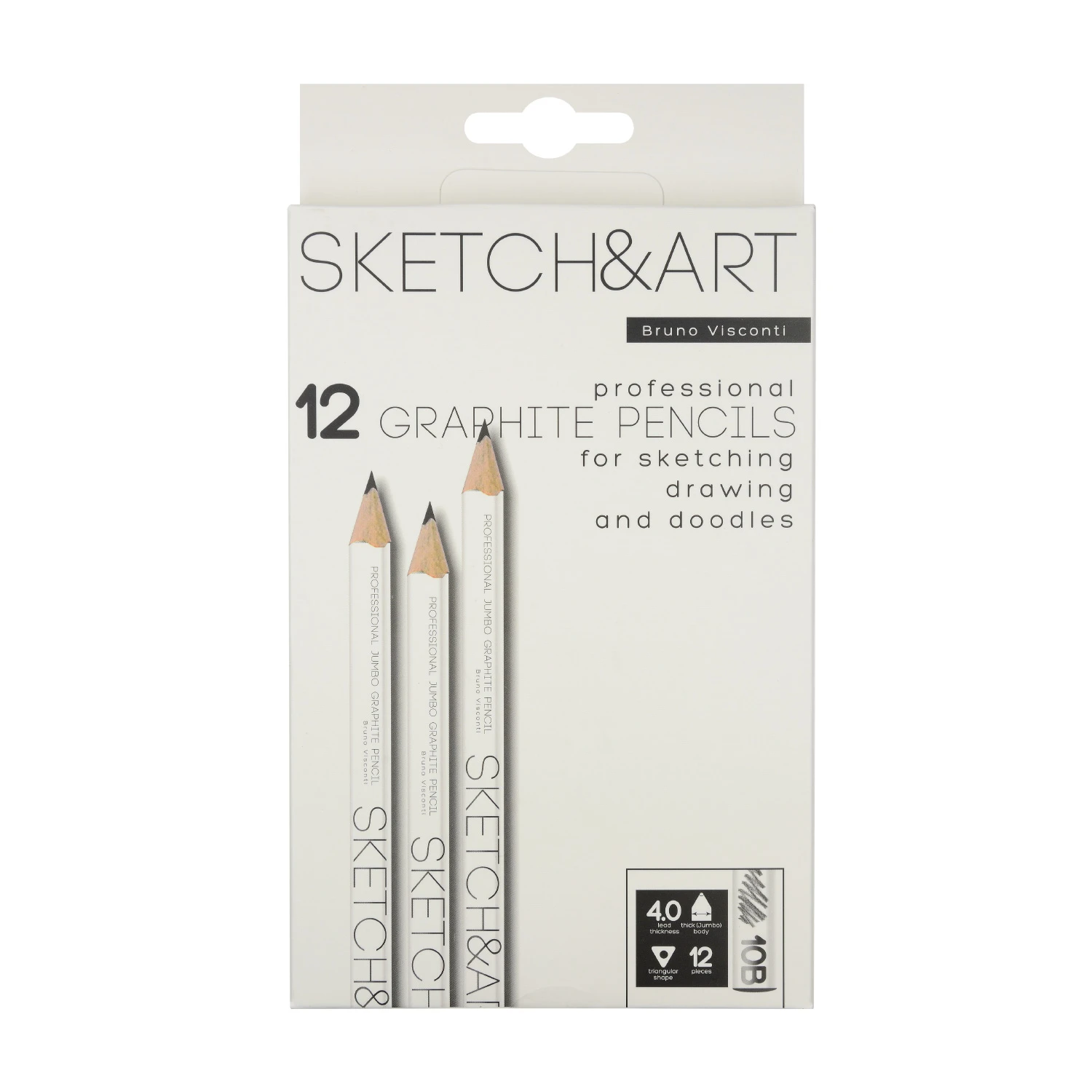 КАРАНДАШ ЧЕРНОГРАФИТОВЫЙ "Sketch&Art. Jumbo" 10В, 4 MM