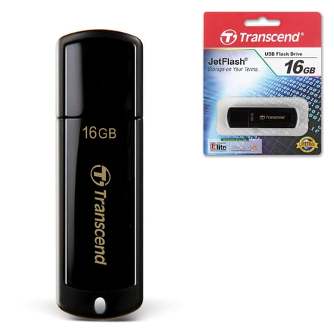 Флэш-диск 16 GB, TRANSCEND Jet Flash 350, USB 2.0, черный, TS16GJF350