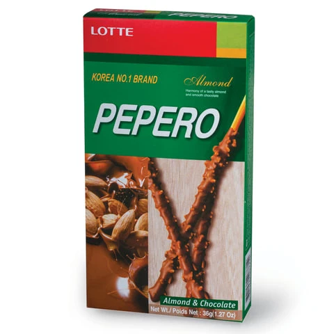 Печенье-соломка LOTTE "Pepero Almond", в шоколадной глазури с