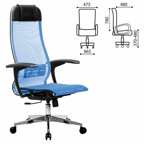 Кресло офисное МЕТТА "К-4-Т" хром, прочная сетка, сиденье и спинка