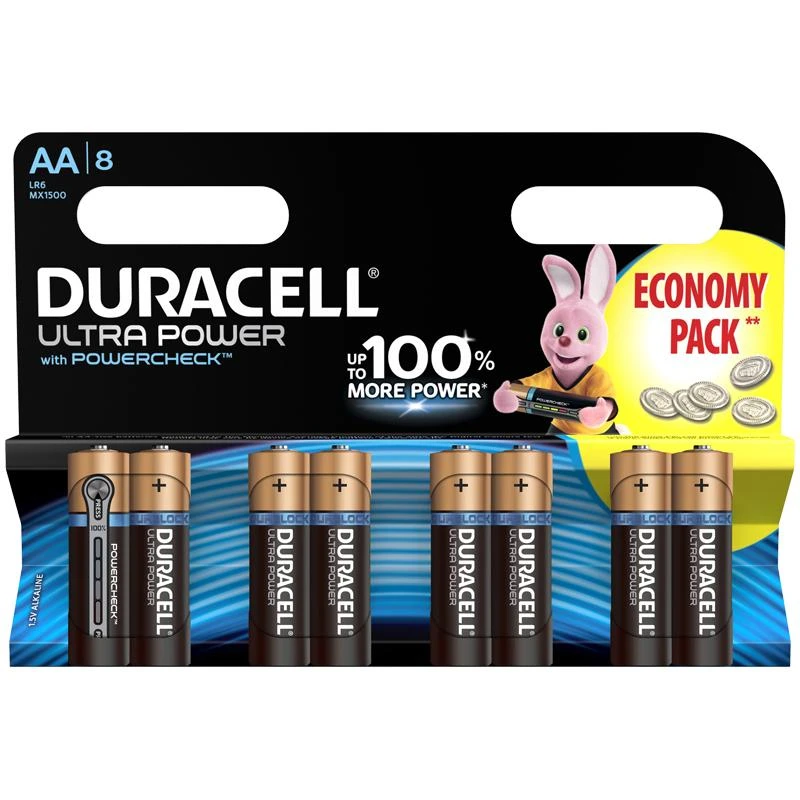 Батарейка Duracell UltraPower AA (LR06) алкалиновая, 8BL. 5000394063051