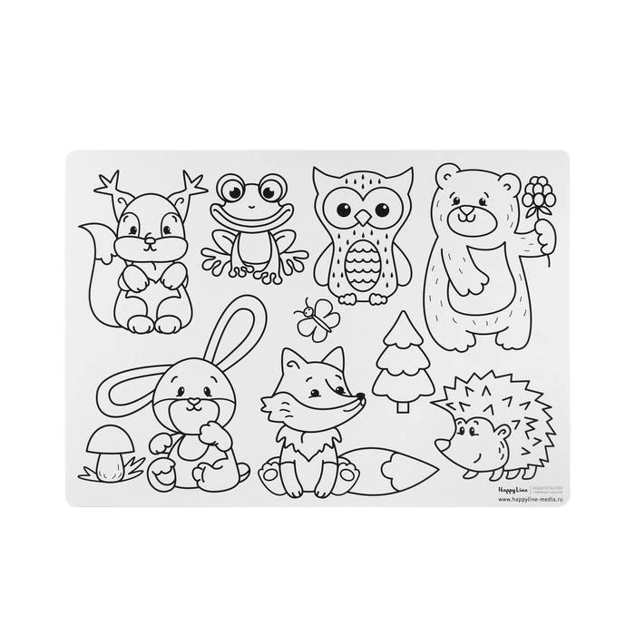 Коврик-раскраска многоразовый "Зверюшки" 48 х 34 см 3911795