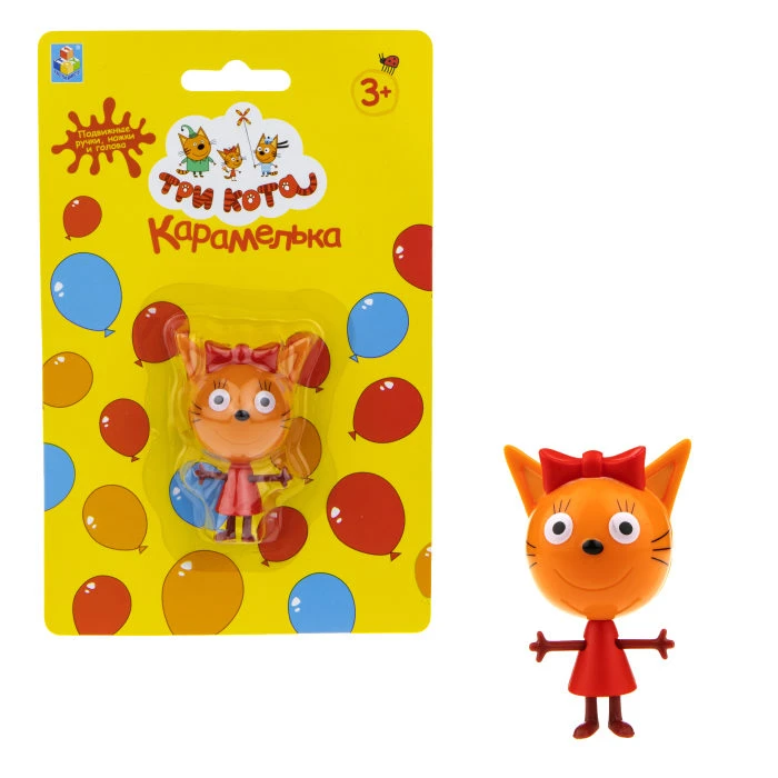 1TOY Три кота игрушка пласт. Карамелька 5,7см, подвижные ножки и ручки