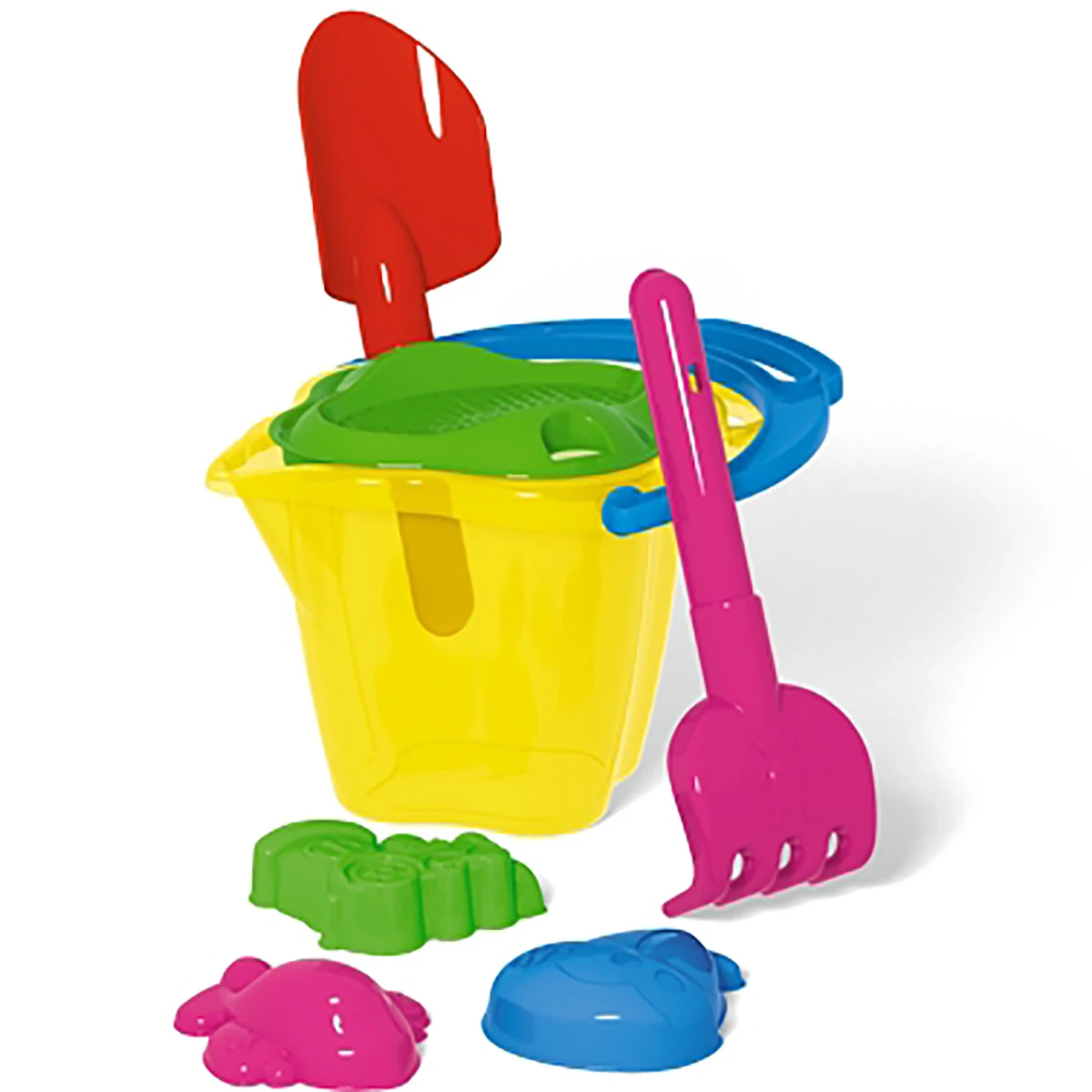 Арт.01835 Песочный набор № 135 ведро 1,1 л кувшин прозрачное, сито, лопатка 19