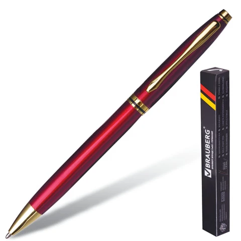 Ручка бизнес-класса шариковая BRAUBERG "De Luxe Red", корпус бордовый,