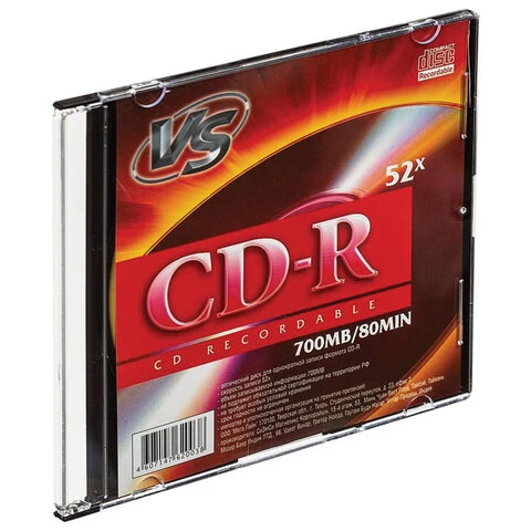 Диски CD-R VS, 700 Мб 52x Slim Case, КОМПЛЕКТ 5 шт, VSCDRSL501