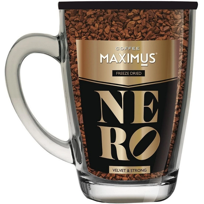 Кофе сублимированный в стеклянной кружке "NERO" ТМ Maximus 70 г.