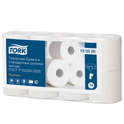 Бумага туалетная TORK (Система Т4), 2-слойная, спайка 8 шт. х 23 м, Premium,