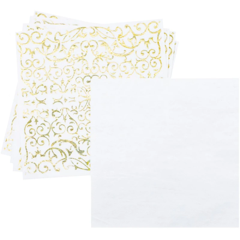 Салфетки бумажные одноразовые, двуслойные гологр золотая 33см., 6 штук/G, Салфетки бумажные одноразовые, двуслойные гологр золотая 33см., 6 штук/G,