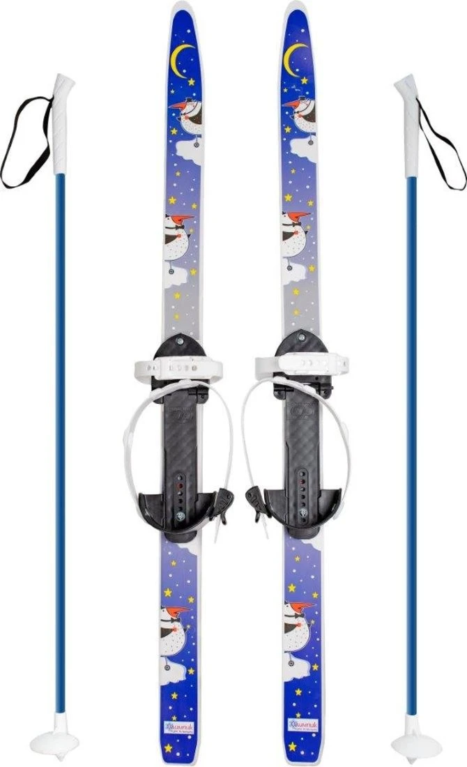 Лыжи детские "Быстрики" Пингвины, унив.крепление "Цикл", с