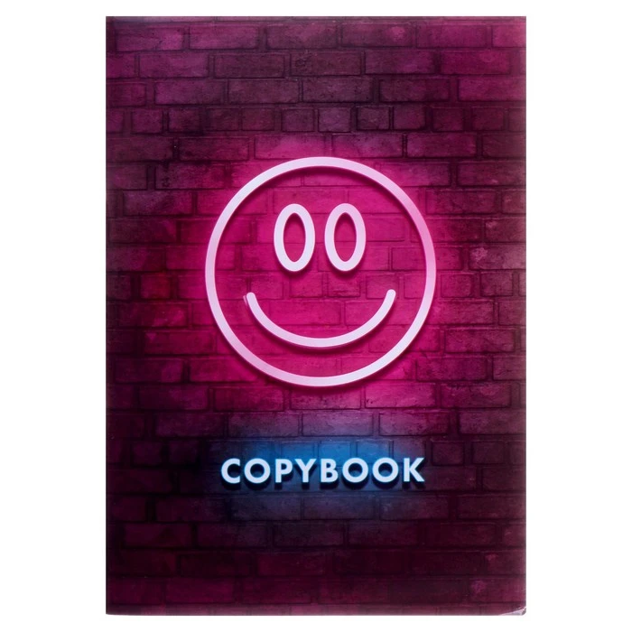 Тетрадь А4, 96 листов в клетку Calligrata "Неоновый смайлик", обложка