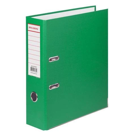 Папка-регистратор BRAUBERG с покрытием из ПВХ, 80 мм, с уголком, зеленая