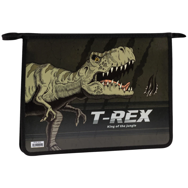 Папка для тетрадей 1 отделение А4 ArtSpace "T-Rex", пластик, на молнии