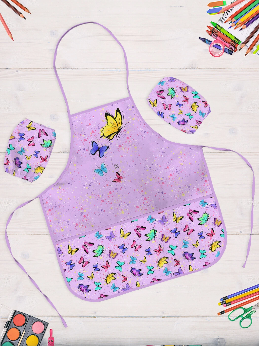 Фартук для труда sfer.tex 50х55 см. Бабочки сиреневый Фартук для труда sfer.tex 50х55 см. Бабочки сиреневый