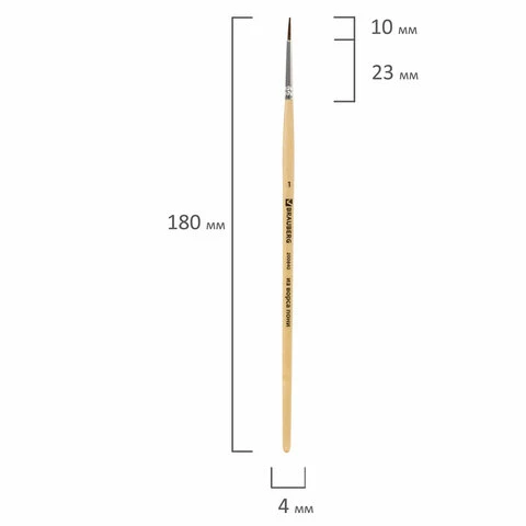 Кисть BRAUBERG из ворса пони, круглая, №1, 200840