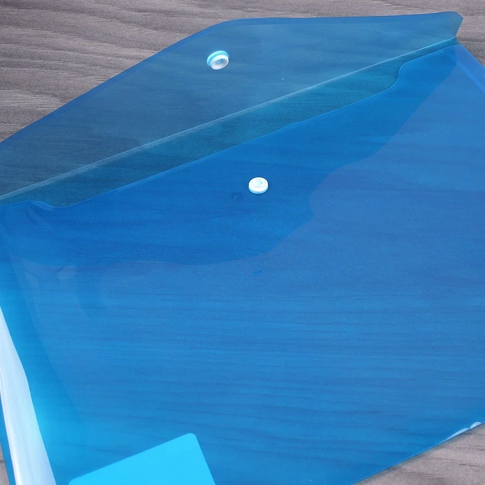 Папка-конверт на кнопке А4 синяя 0,18мм