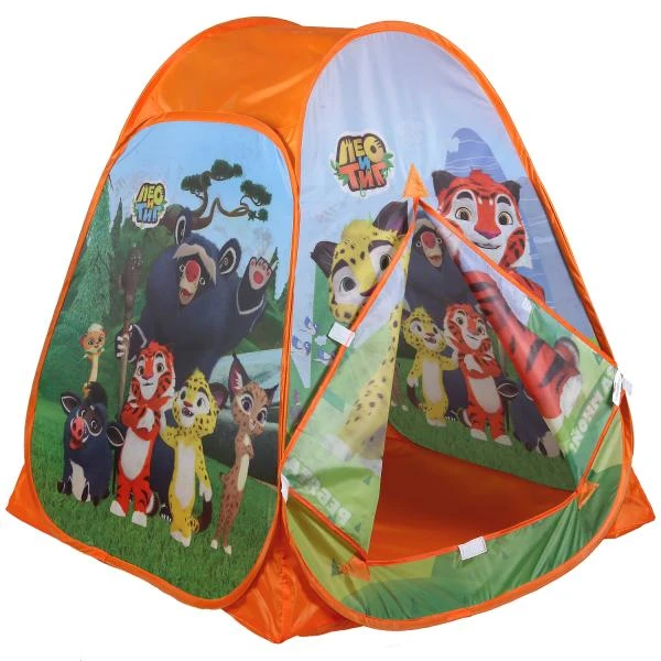 Палатка детская игровая ЛЕО и ТИГ 81х90х81см, в сумке ИГРАЕМ ВМЕСТЕ