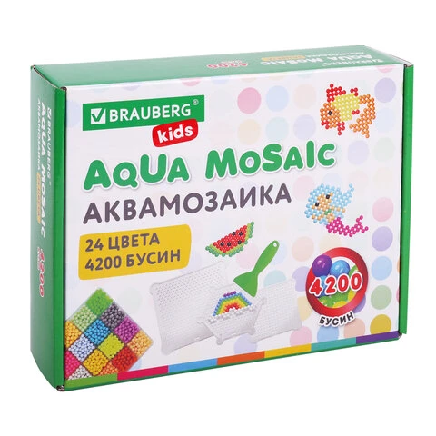 Аквамозаика 24 цвета 4200 бусин, с трафаретами, инструментами и аксессуарами,