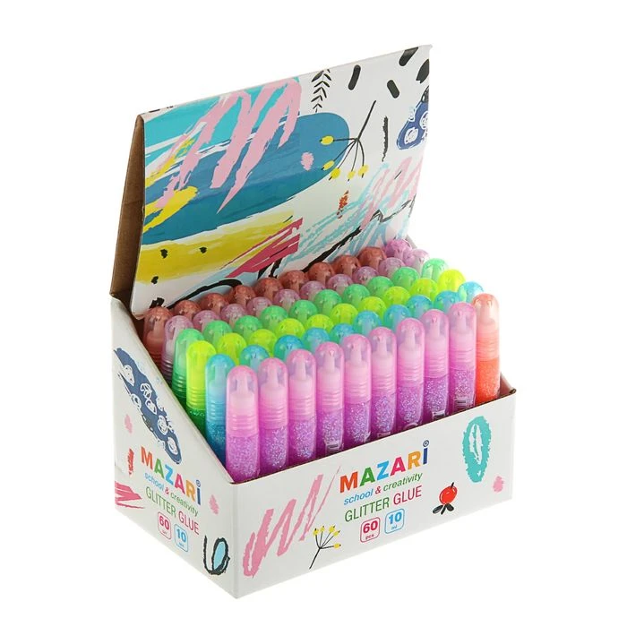 Гель с блёстками полупрозрачный, 10 мл, микс 6 цветов