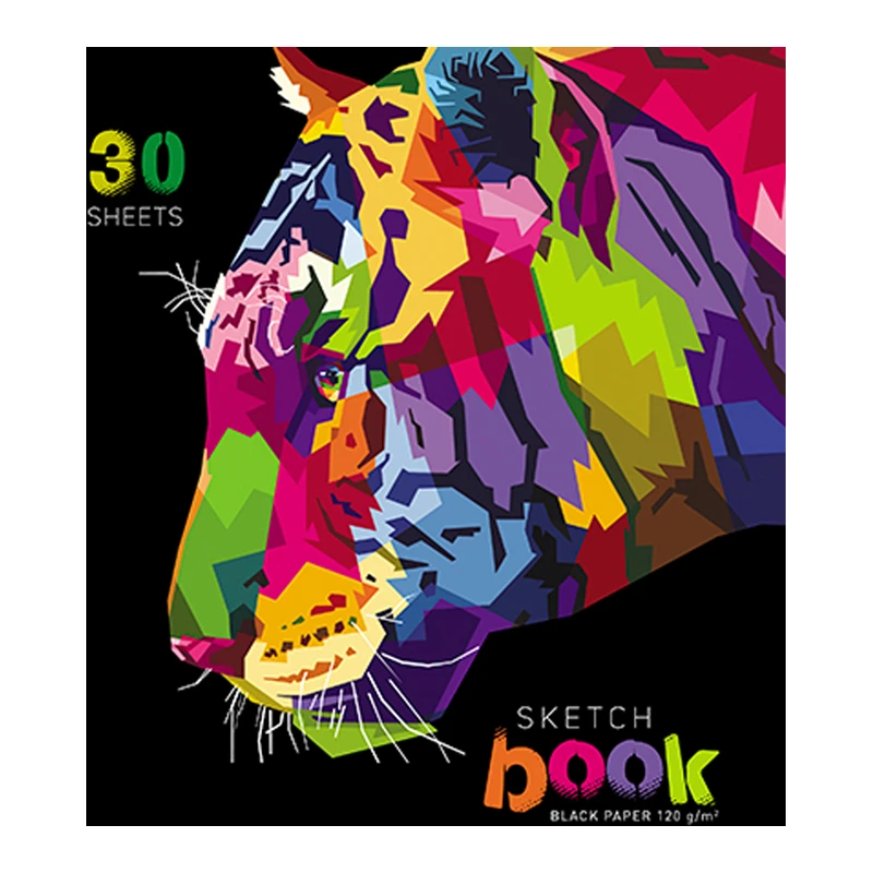 Скетчбук-блокнот 30л А5 на гребне ПЗБМ "Тигр в цвете", 120г/м2,