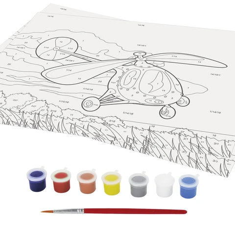 Раскраска по номерам А4, ЮНЛАНДИЯ "ВЕРТОЛЕТ", С АКРИЛОВЫМИ КРАСКАМИ,