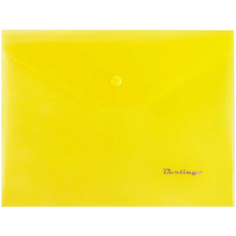Папка-конверт на кнопке A5, 180мкм, желтая: OBk_05005