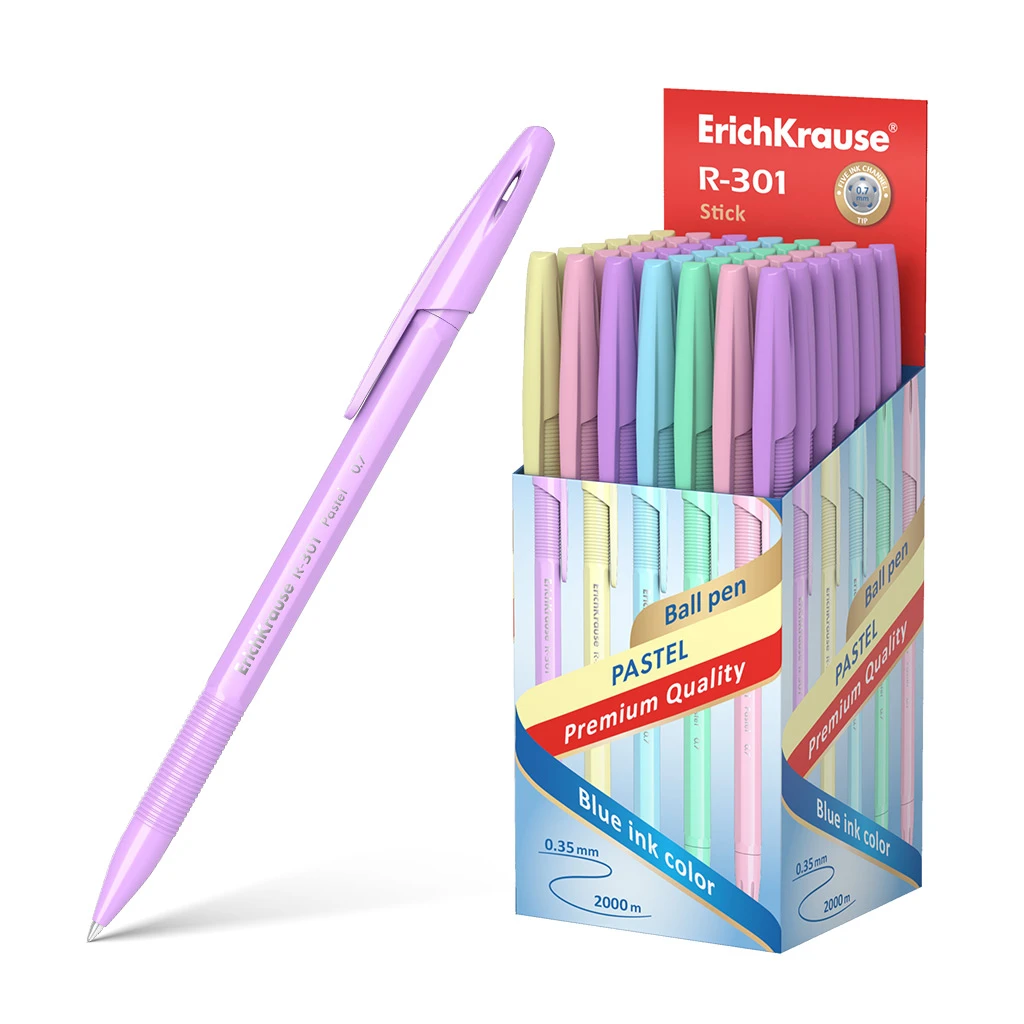 Ручка шариковая Erich Krause® R-301 Pastel Stick 0.7, цвет чернил синий