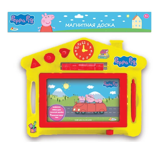 Доска для рисования СВИНКА Пеппа магнитная, 3 штампа, часы, 27*23см. ИГРАЕМ Доска для рисования СВИНКА Пеппа магнитная, 3 штампа, часы, 27*23см. ИГРАЕМ