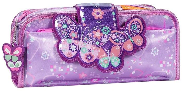 Пенал 2 в 1 TIGER FLOWERY BUTTERFLY 11x22x8 см ткань молния
