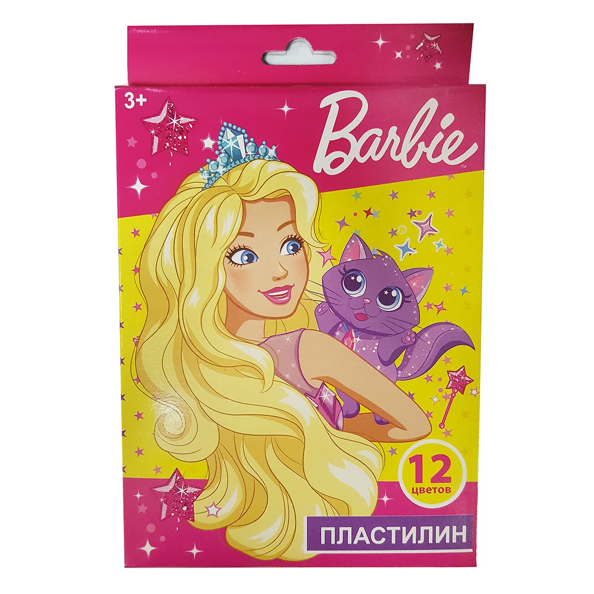 90156 Barbie Пластилин 12цв., 240г, стека пластик., картон. уп. с европодвесом