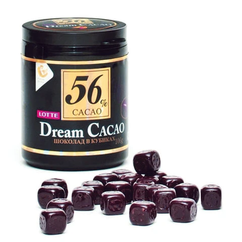 Шоколад LOTTE "Dream Cacao", горький (какао 56%), в кубиках, в