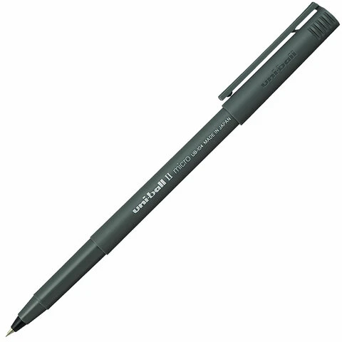 Ручка-роллер Uni-Ball II Micro, ЧЕРНАЯ, корпус черный, узел 0,5 мм, линия 0,24