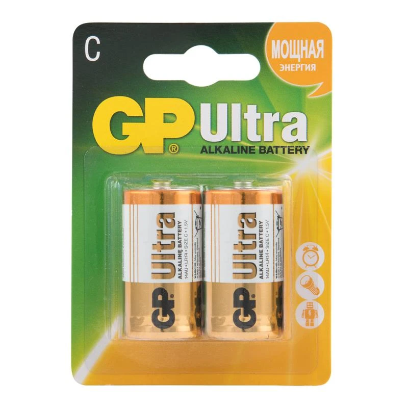 Батарейка GP Ultra C (LR14) 14A алкалиновая, BC2. GP 14AU-2CR2