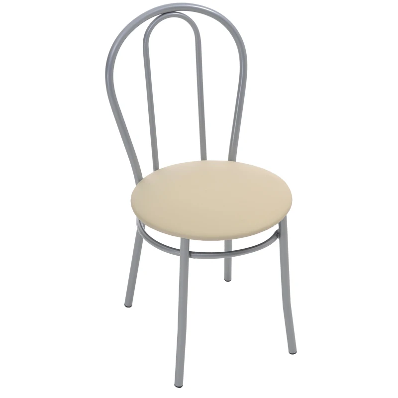 Стул Фабрикант "Тюльпан", обивка иск.кожа кремовый, каркас серебро