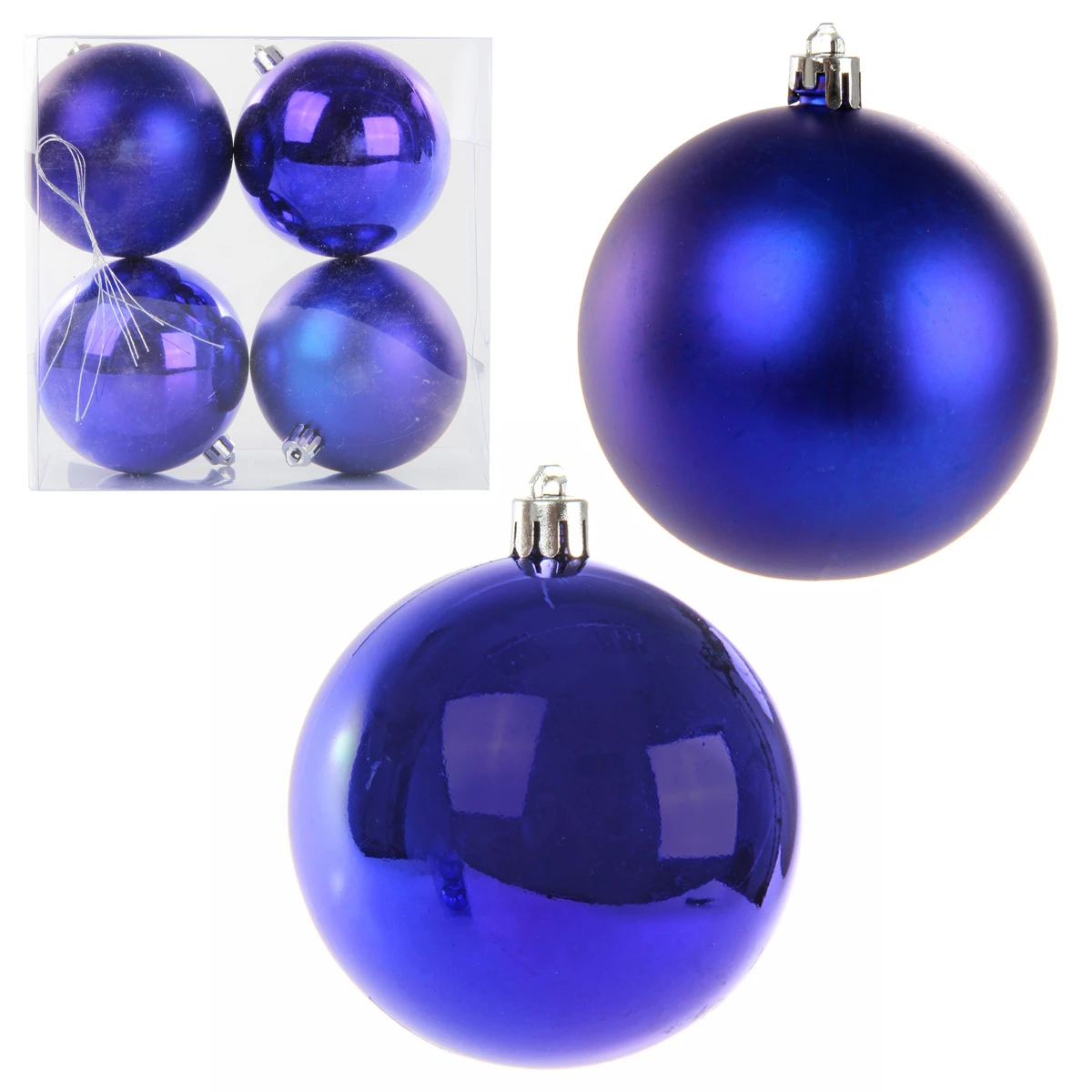 Набор из 4-х пластиковых шаров, 8 см, цвет-синий