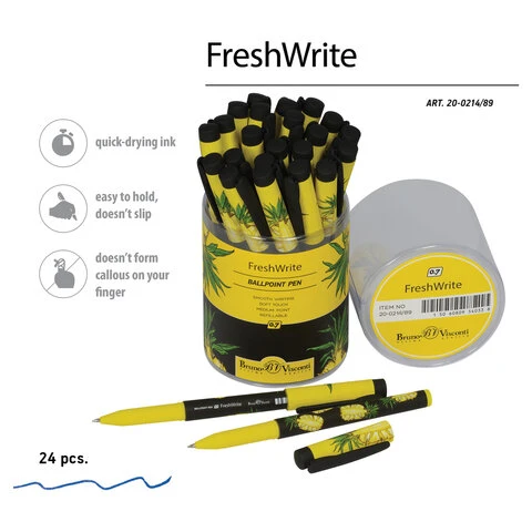 Ручка шариковая BRUNO VISCONTI FreshWrite, СИНЯЯ, "Ананас", узел 0,7