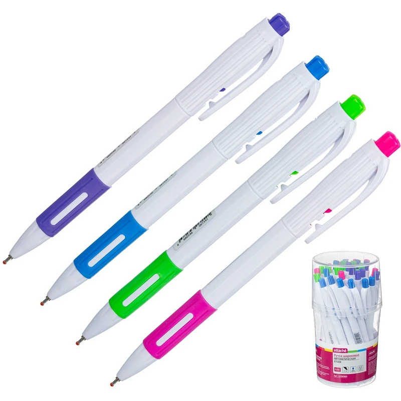 Ручка шариковая Attache Etude, синий ст., автом., ассорти корпус Ручка шариковая Attache Etude, синий ст., автом., ассорти корпус