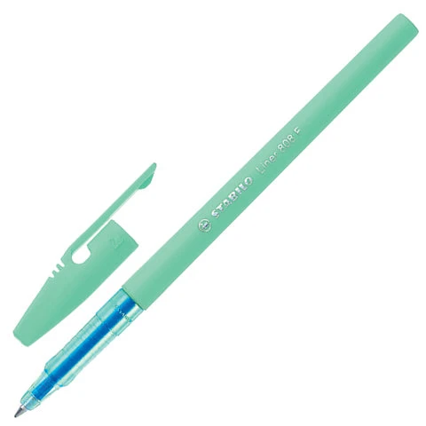 Ручка шариковая STABILO Liner Pastel, СИНЯЯ, корпус мятный, узел 0,7 мм, линия