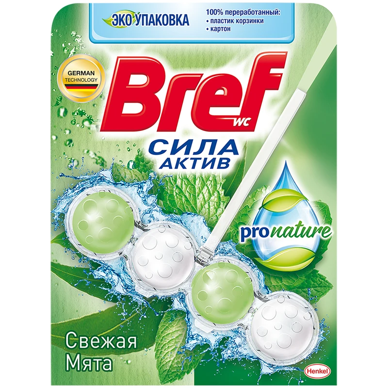Подвесной блок для унитаза Bref "Pro Nature", свежая мята, 50г,