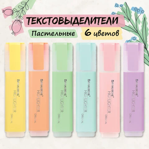 Набор текстовыделителей BRAUBERG 6 шт., АССОРТИ, "ORIGINAL PASTEL",