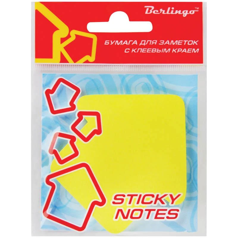 Самоклеящийся блок фигурный "Стрелка" 70*70 мм, 50 л, желтый неон: