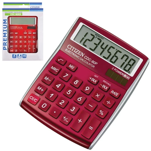 Калькулятор настольный CITIZEN CDC-80RDWB, МАЛЫЙ (135х109 мм), 8 разрядов,
