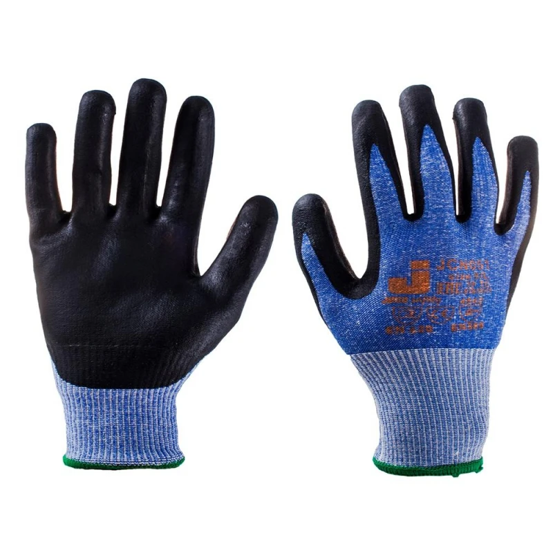 Перчатки защитные от порезов JetaSafety JCN051 трикотаж. 5кл. цв.синий р.L