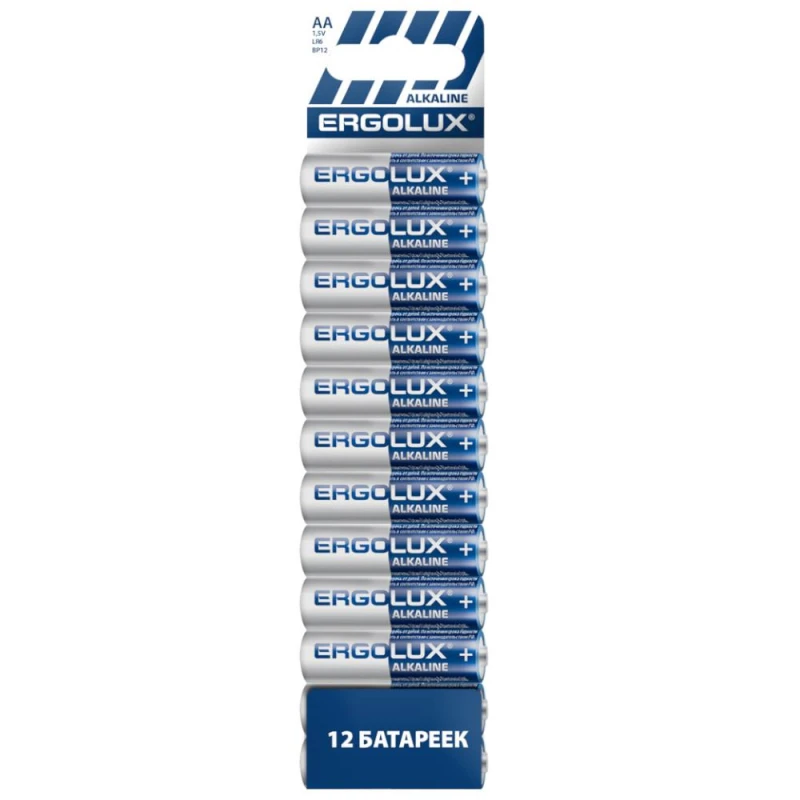 Батарейка Ergolux Alkaline BP12 LR6 (ПРОМО, LR6 BP12,1.5В) 12 шт/уп